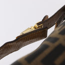 FENDI Zucca Canvas Vanity Hand Bag Black Brown Auth 206127V-14