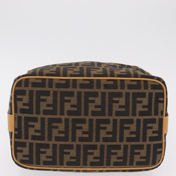 FENDI Zucca Canvas Vanity Hand Bag Black Brown Auth 206127V