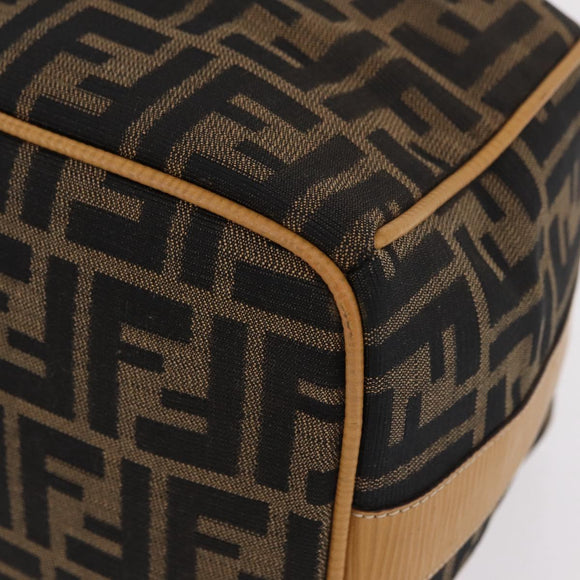 FENDI Zucca Canvas Vanity Hand Bag Black Brown Auth 206127V