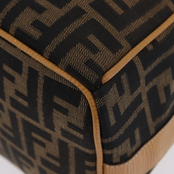 FENDI Zucca Canvas Vanity Hand Bag Black Brown Auth 206127V