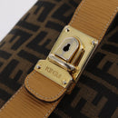 FENDI Zucca Canvas Vanity Hand Bag Black Brown Auth 206127V-19