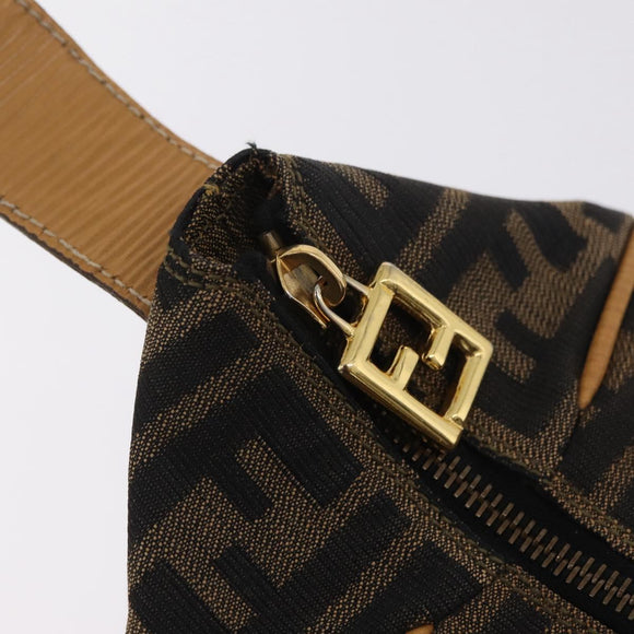 FENDI Zucca Canvas Vanity Hand Bag Black Brown Auth 206127V