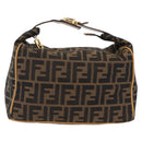 FENDI Zucca Canvas Vanity Hand Bag Black Brown Auth 206127V-13