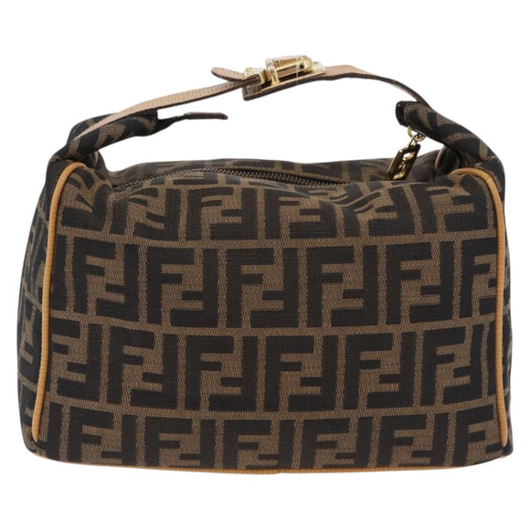 FENDI Zucca Canvas Vanity Hand Bag Black Brown Auth 206127V