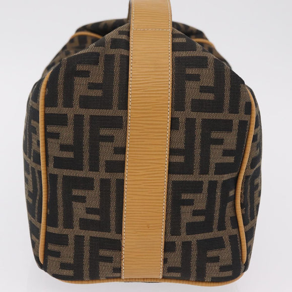 FENDI Zucca Canvas Vanity Hand Bag Black Brown Auth 206127V