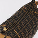 FENDI Zucca Canvas Vanity Hand Bag Black Brown Auth 206127V-8