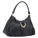 GUCCI GG Canvas Guccissima Abbey Bag Leather Black Gold 190525 Auth 206128V-1