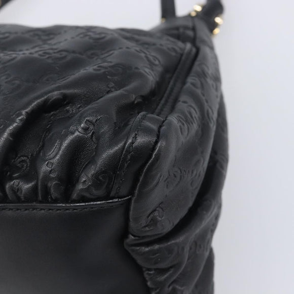 GUCCI GG Canvas Guccissima Abbey Bag Leather Black Gold 190525 Auth 206128V