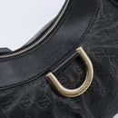 GUCCI GG Canvas Guccissima Abbey Bag Leather Black Gold 190525 Auth 206128V-14