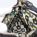 GUCCI GG Canvas Guccissima Abbey Bag Leather Black Gold 190525 Auth 206128V-18