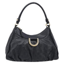 GUCCI GG Canvas Guccissima Abbey Bag Leather Black Gold 190525 Auth 206128V-2