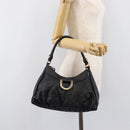 GUCCI GG Canvas Guccissima Abbey Bag Leather Black Gold 190525 Auth 206128V-23