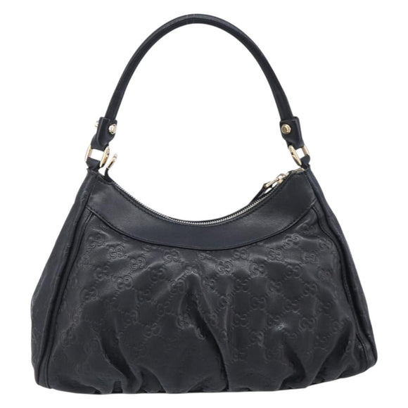 GUCCI GG Canvas Guccissima Abbey Bag Leather Black Gold 190525 Auth 206128V