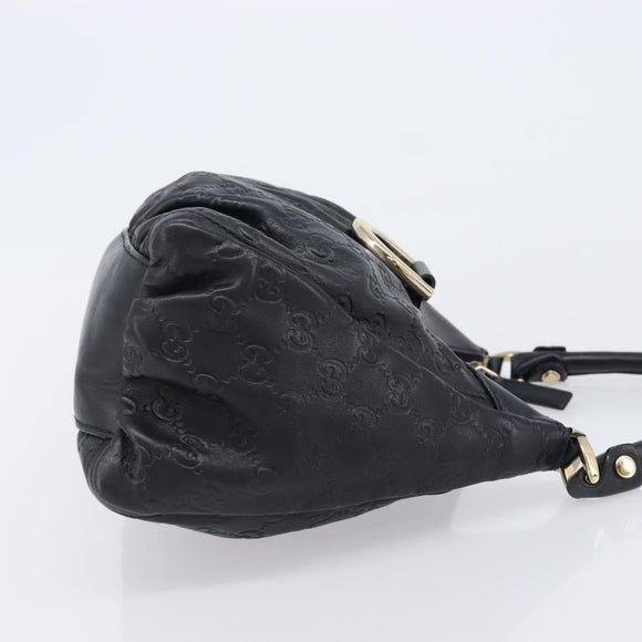 GUCCI GG Canvas Guccissima Abbey Bag Leather Black Gold 190525 Auth 206128V