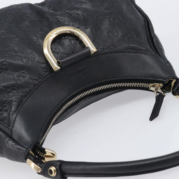 GUCCI GG Canvas Guccissima Abbey Bag Leather Black Gold 190525 Auth 206128V