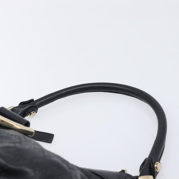 GUCCI GG Canvas Guccissima Abbey Bag Leather Black Gold 190525 Auth 206128V