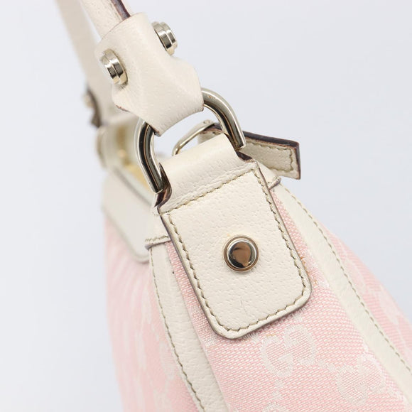 GUCCI GG Canvas Abbey Shoulder Bag Pink Gold 146244 Auth 206129V