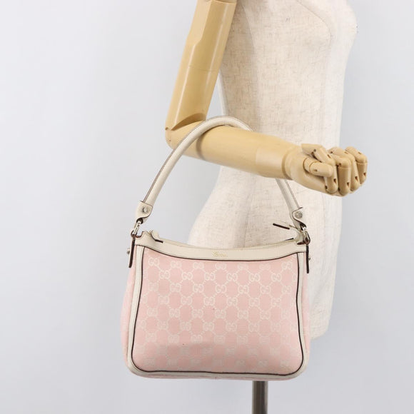 GUCCI GG Canvas Abbey Shoulder Bag Pink Gold 146244 Auth 206129V