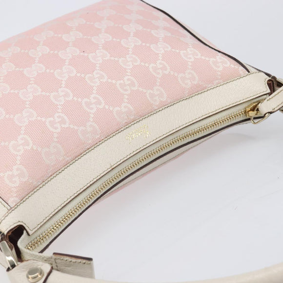 GUCCI GG Canvas Abbey Shoulder Bag Pink Gold 146244 Auth 206129V