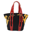 VERSACE Hand Bag Canvas Multicolor Silver Auth 206132-3