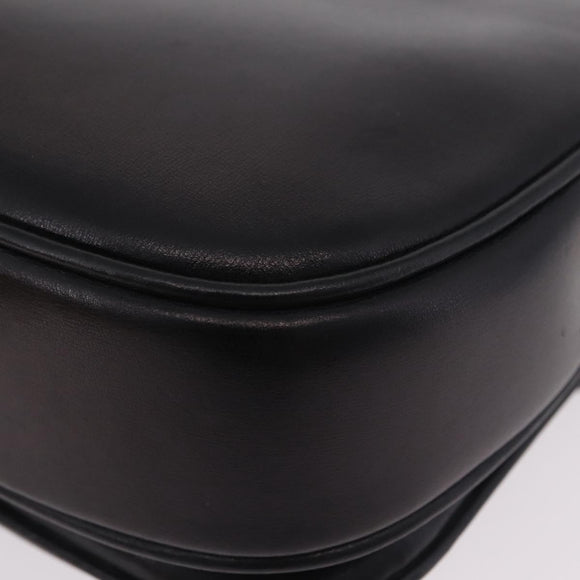 GUCCI Shoulder Bag Leather Black Gold Auth 206133