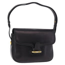 GUCCI Shoulder Bag Leather Black Gold Auth 206133-1
