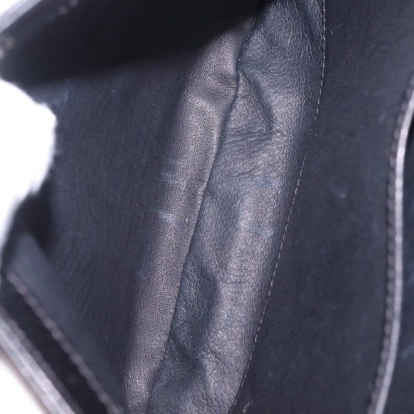 GUCCI Shoulder Bag Leather Black Gold Auth 206133