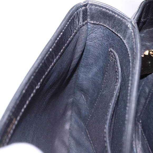 GUCCI Shoulder Bag Leather Black Gold Auth 206133