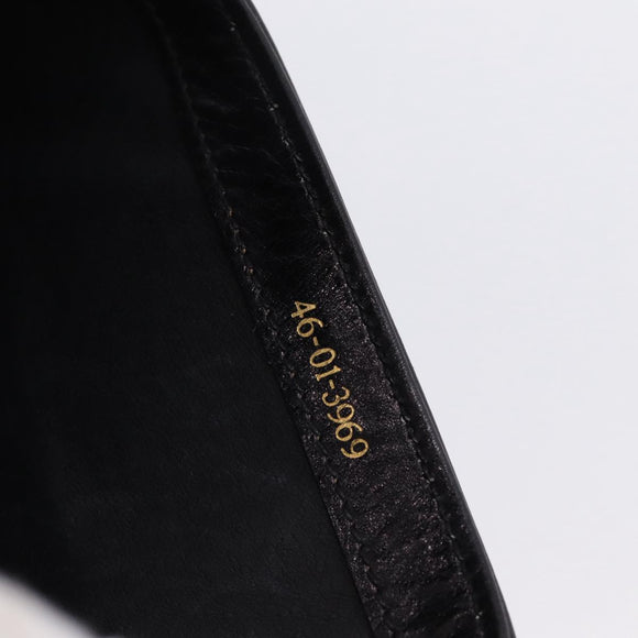 GUCCI Shoulder Bag Leather Black Gold Auth 206133
