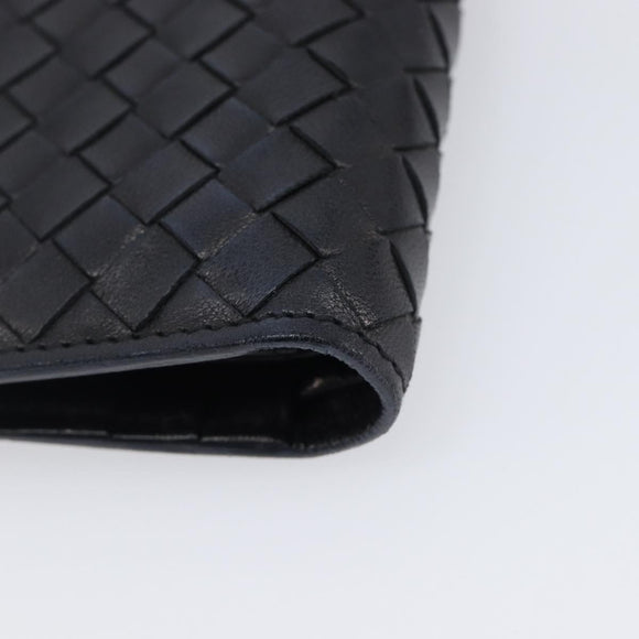 BOTTEGA VENETA INTRECCIATO Compact Wallet Leather Black Auth 206144A