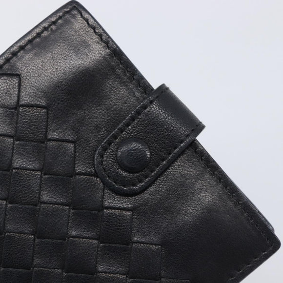 BOTTEGA VENETA INTRECCIATO Compact Wallet Leather Black Auth 206144A