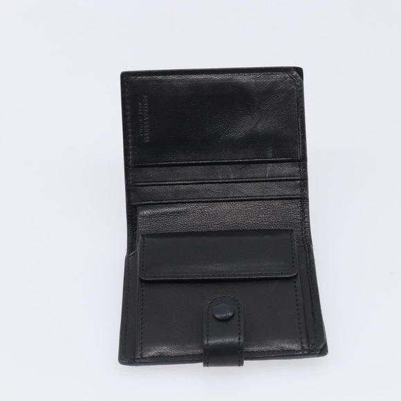 BOTTEGA VENETA INTRECCIATO Compact Wallet Leather Black Auth 206144A