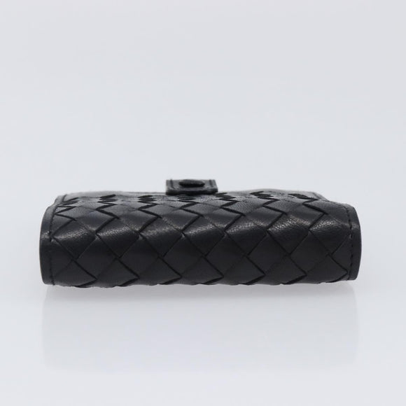 BOTTEGA VENETA INTRECCIATO Compact Wallet Leather Black Auth 206144A