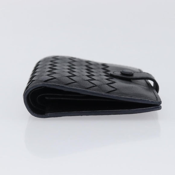 BOTTEGA VENETA INTRECCIATO Compact Wallet Leather Black Auth 206144A
