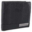 GUCCI GG Canvas Guccissima Compact Wallet Leather Black 233102 Auth 206146A-1