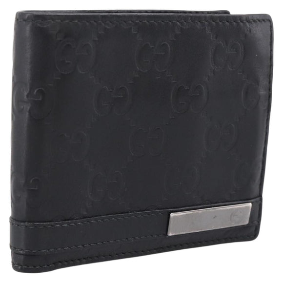 GUCCI GG Canvas Guccissima Compact Wallet Leather Black 233102 Auth 206146A