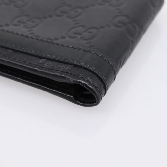 GUCCI GG Canvas Guccissima Compact Wallet Leather Black 233102 Auth 206146A