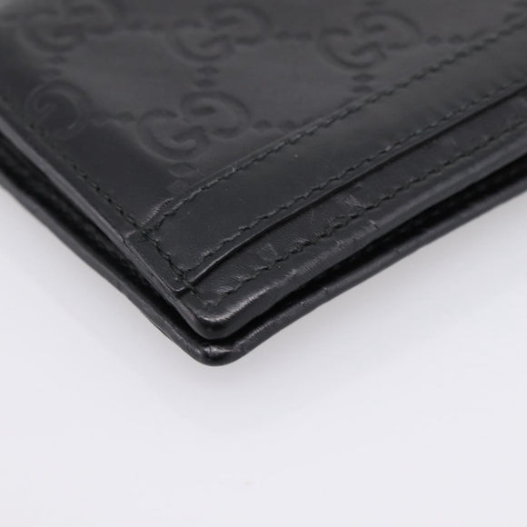 GUCCI GG Canvas Guccissima Compact Wallet Leather Black 233102 Auth 206146A