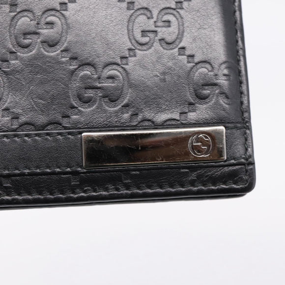 GUCCI GG Canvas Guccissima Compact Wallet Leather Black 233102 Auth 206146A