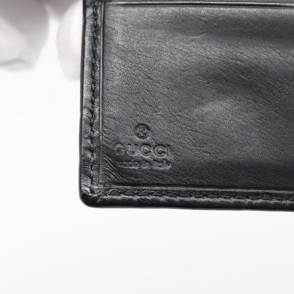 GUCCI GG Canvas Guccissima Compact Wallet Leather Black 233102 Auth 206146A