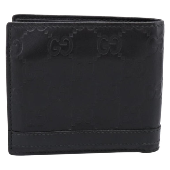 GUCCI GG Canvas Guccissima Compact Wallet Leather Black 233102 Auth 206146A