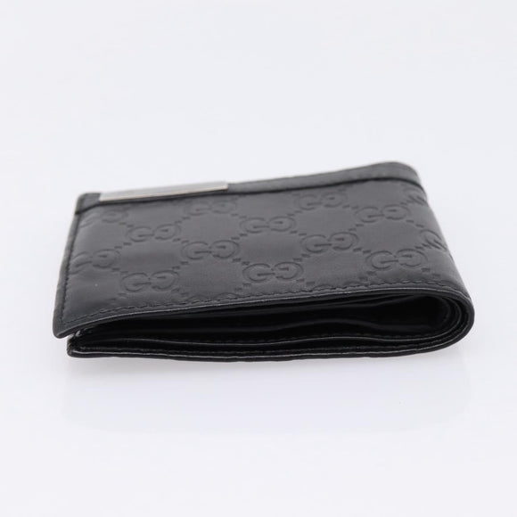 GUCCI GG Canvas Guccissima Compact Wallet Leather Black 233102 Auth 206146A