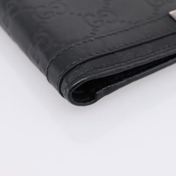 GUCCI GG Canvas Guccissima Compact Wallet Leather Black 233102 Auth 206146A