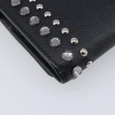 PRADA Shoulder Wallet Safiano leather Black Silver Auth 206147V-19