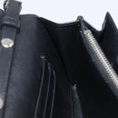 PRADA Shoulder Wallet Safiano leather Black Silver Auth 206147V-24