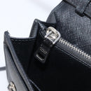 PRADA Shoulder Wallet Safiano leather Black Silver Auth 206147V-26