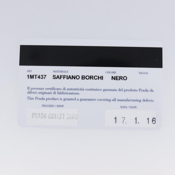PRADA Shoulder Wallet Safiano leather Black Silver Auth 206147V
