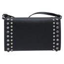 PRADA Shoulder Wallet Safiano leather Black Silver Auth 206147V-2