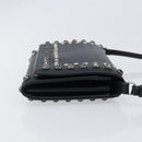 PRADA Shoulder Wallet Safiano leather Black Silver Auth 206147V-3