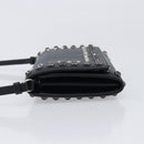 PRADA Shoulder Wallet Safiano leather Black Silver Auth 206147V-4